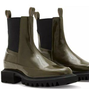 AllSaints Green Chelsea Boots